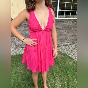 NWT Pink Sleeveless V Neck Dress (Medium)